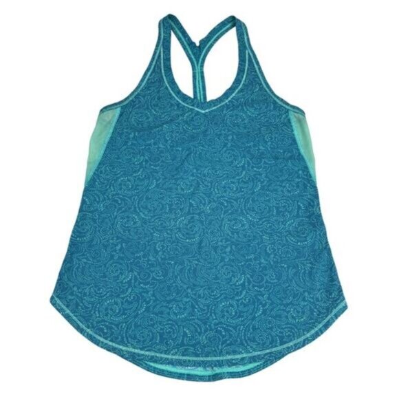 Lululemon Fast Lane Singlet Foli Manifesto Bali Breeze Tofino Teal Womens Size 4 - Picture 4 of 7
